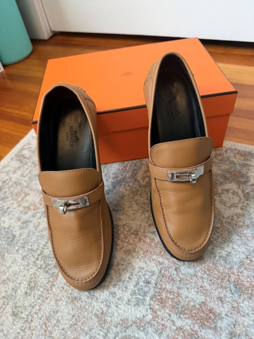 Hermes Destin Loafer - Gold (Brown) with silver hardware - Picture 2 of 5